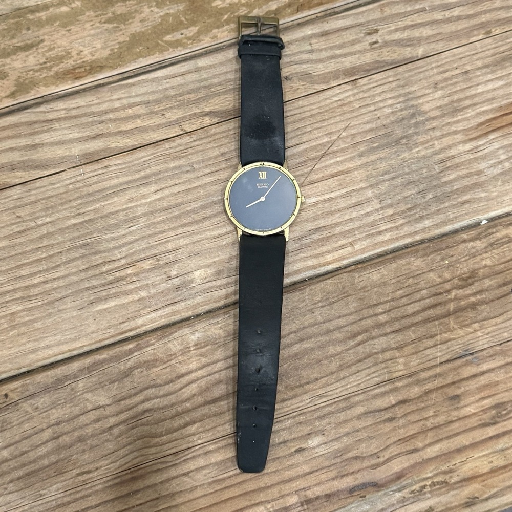 Seiko 2620-0059 B Black Gold Inscribed 1981 80s vintage Untested As Is